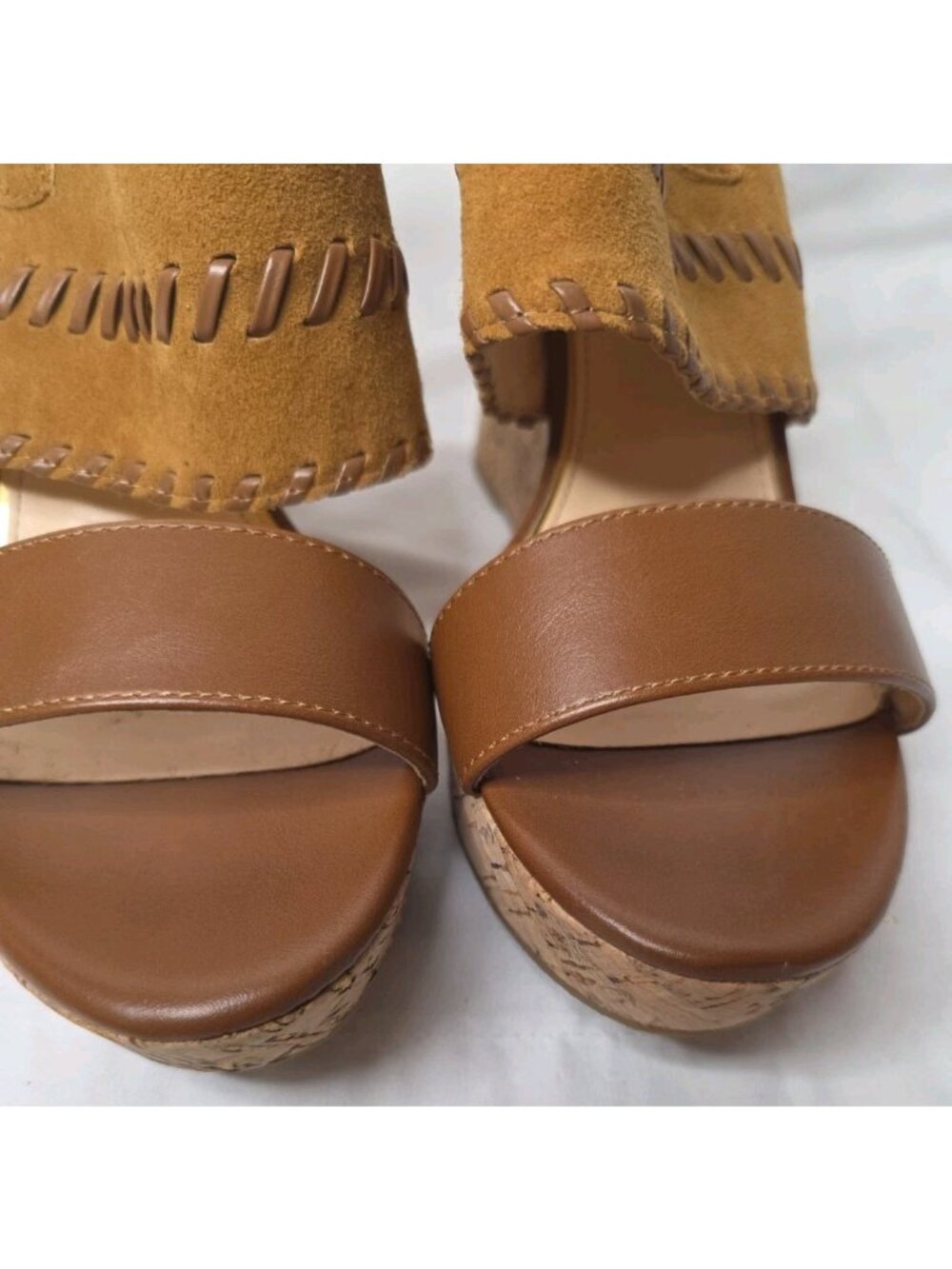 Michael Shannon Sybil leather and cork wedge sandals size 9 Good condition! - Picture 9 of 10